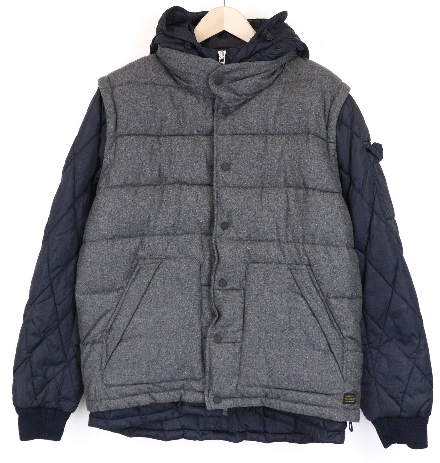 SCOTCH & SODA Men Jacket XL Mid Grey Wool Blend Melange Hooded Windbreaker