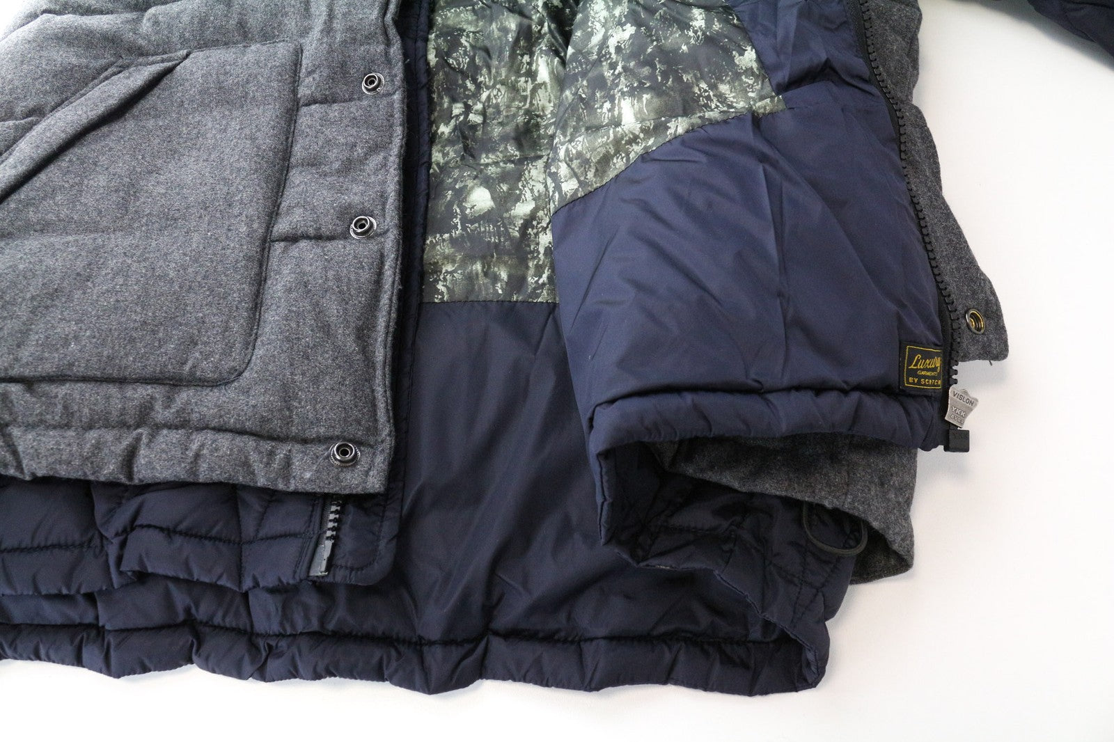 SCOTCH & SODA Men Jacket XL Mid Grey Wool Blend Melange Hooded Windbreaker