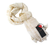 MAISON SCOTCH Women Scarf One Size Ecru Cotton Blend Patterned Lightweight