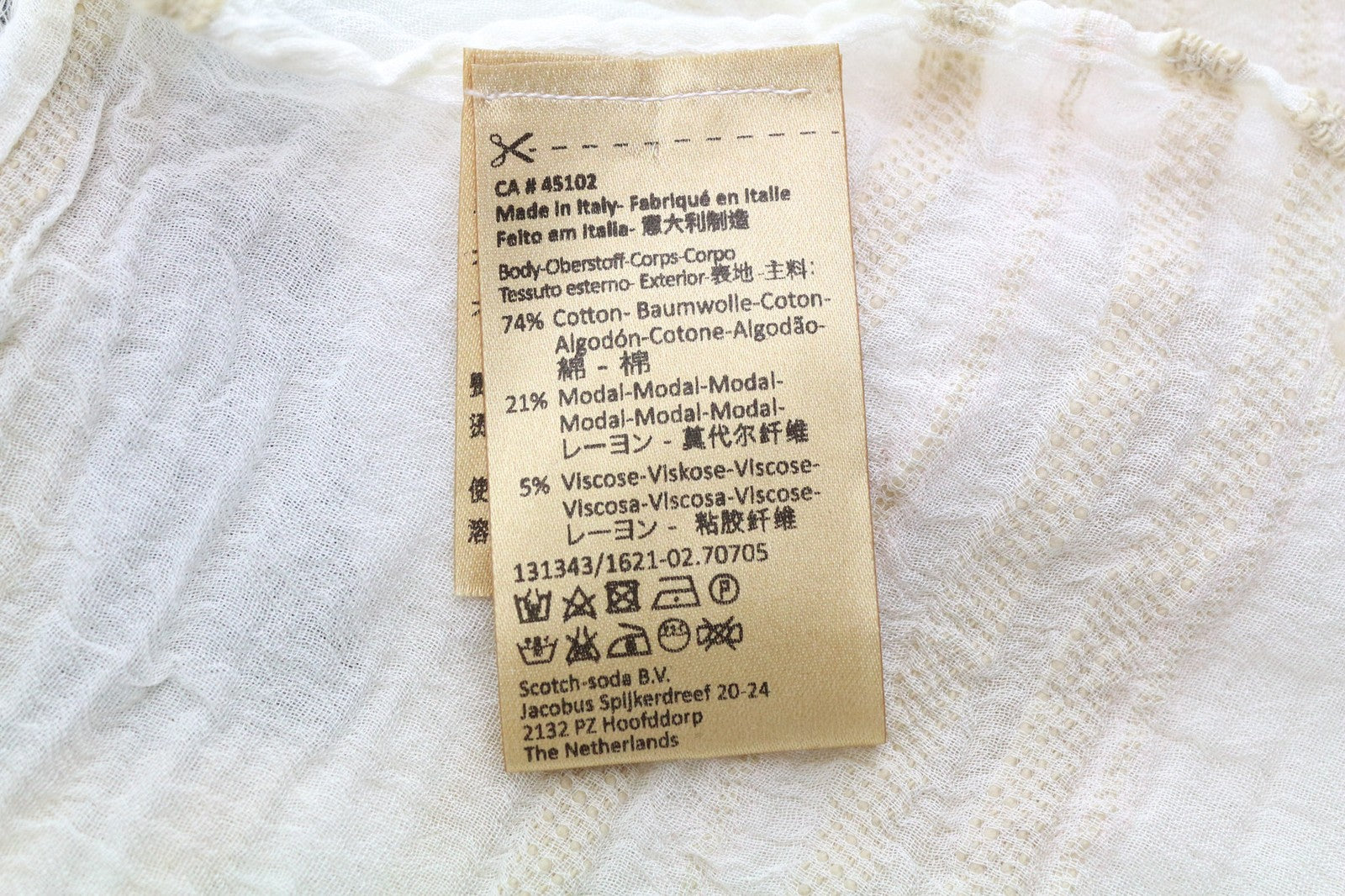 MAISON SCOTCH Women Scarf One Size Ecru Cotton Blend Patterned Lightweight
