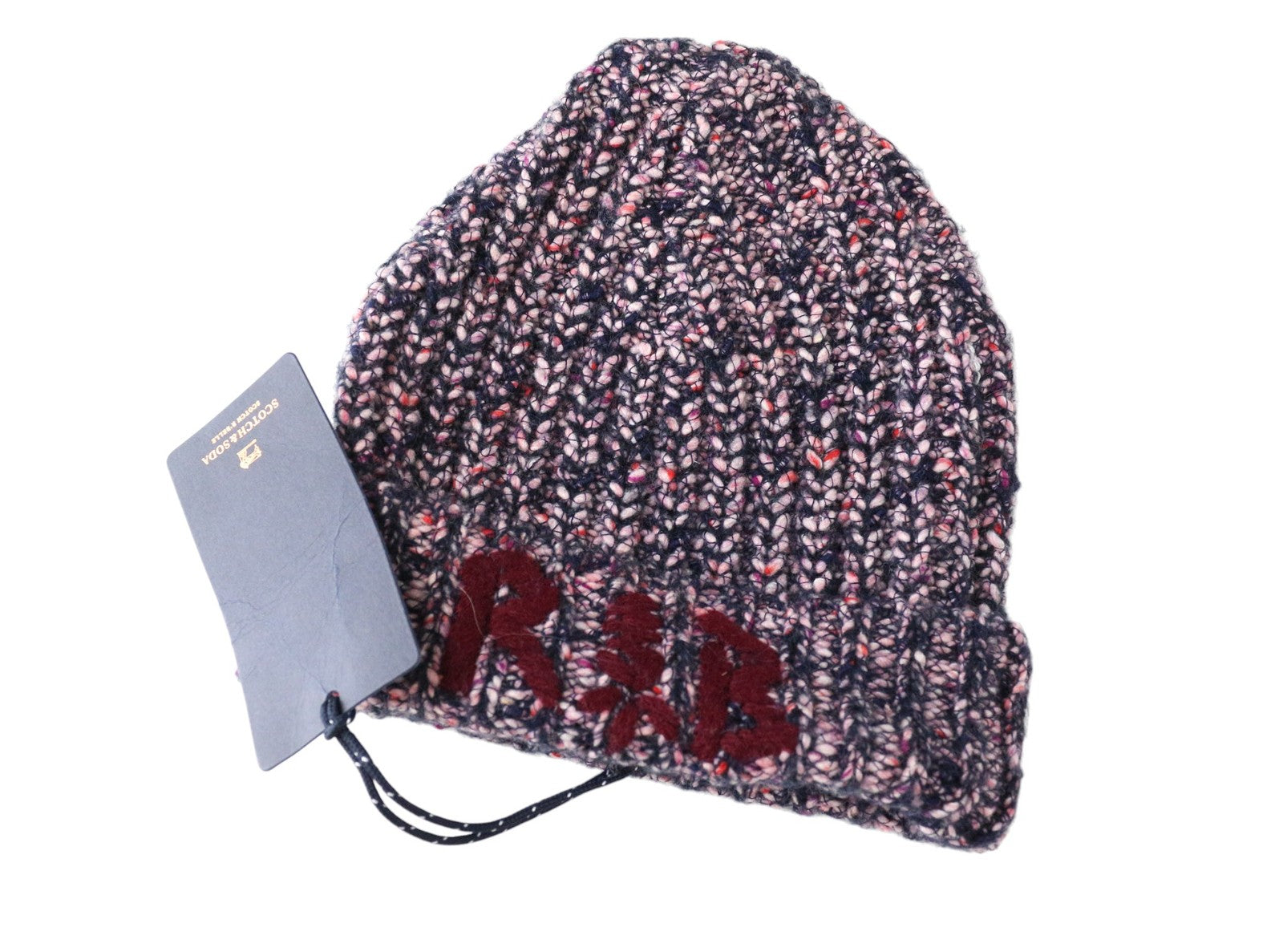 SCOTCH R'BELLE Women Hat One Size Pink Beanie Chunky Knit Patched Woo Blend