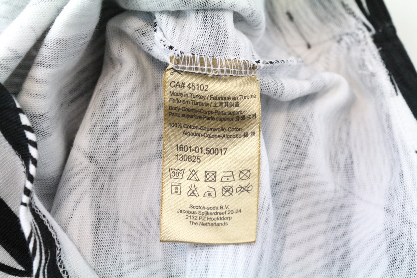 SCOTCH & SODA Ams Couture Men T-Shirt M White Black Anti Fit Cotton Long Sleeve