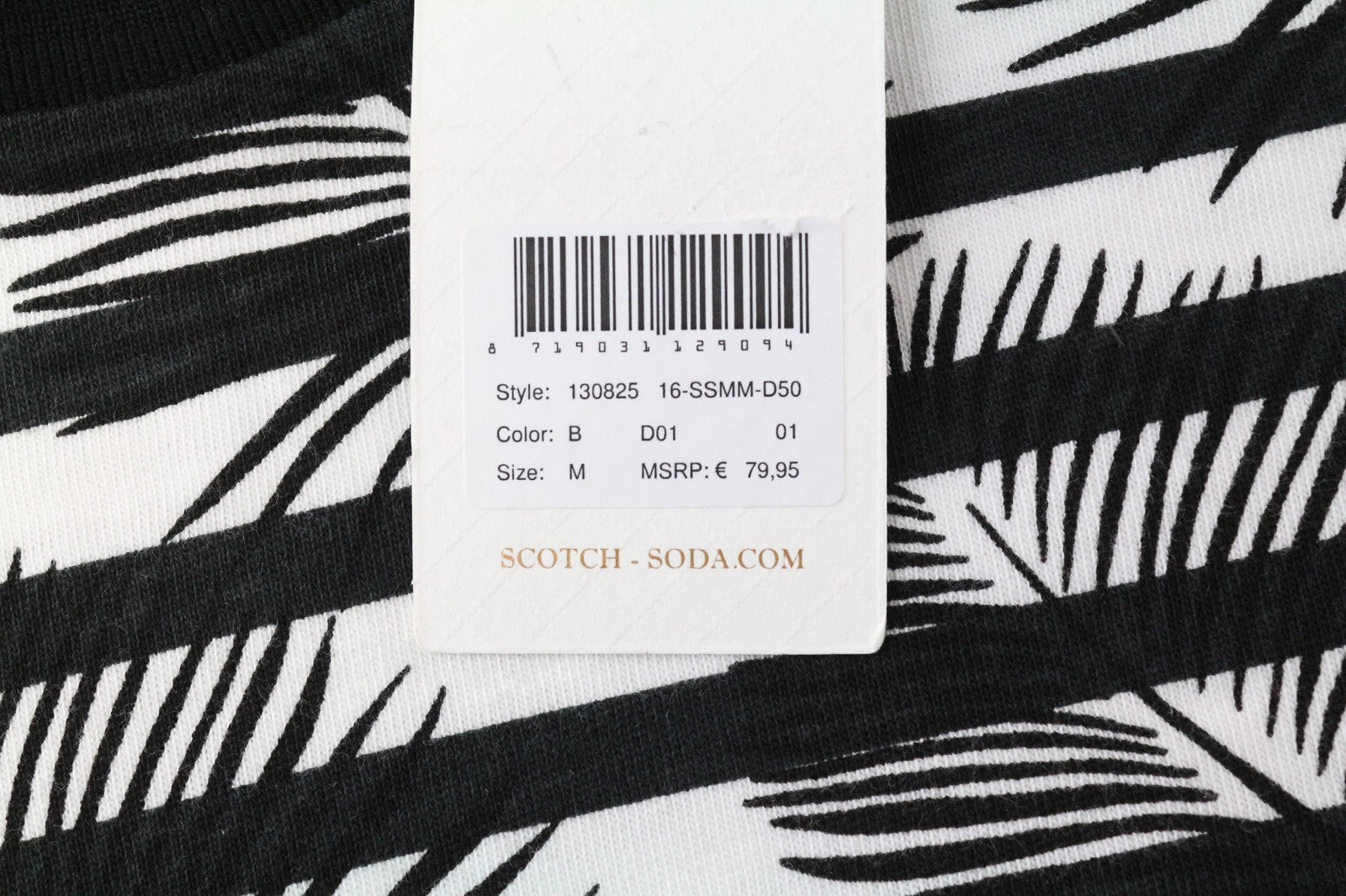 SCOTCH & SODA Ams Couture Men T-Shirt M White Black Anti Fit Cotton Long Sleeve