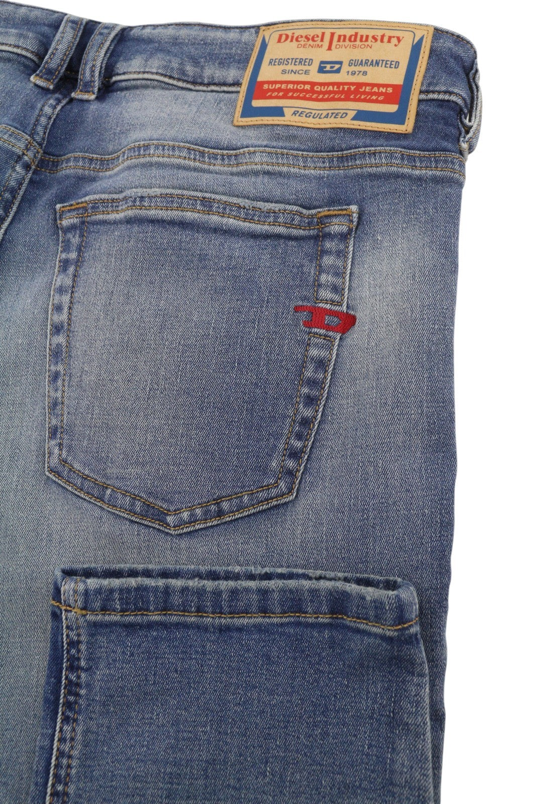 DIESEL 1979 Sleenker 0PFAW Men Jeans W34/L34 Blue Faded Skinny Low Waist RRP175