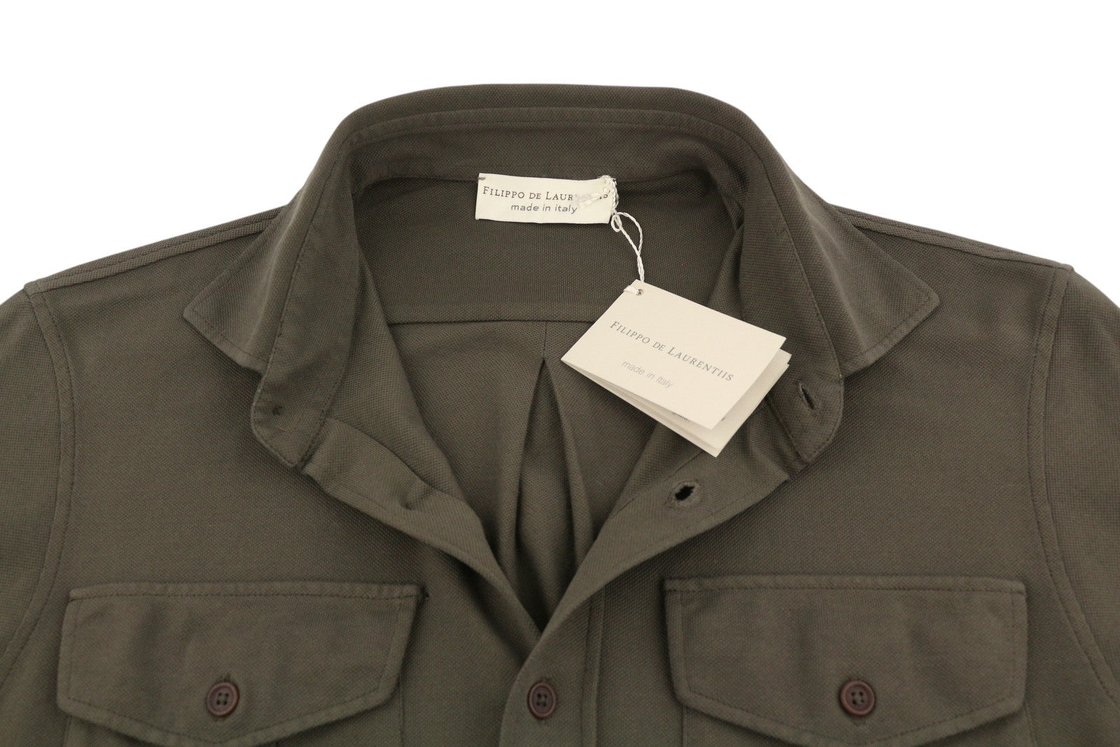 FILIPPO DE LAURENTIIS Men Shirt IT50 M Brown Patch Pockets Button-Up