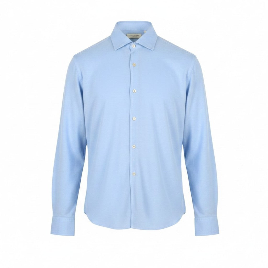 FILIPPO DE LAURENTIIS Men Shirt IT48 S Blue Cutaway Collar Button-Up