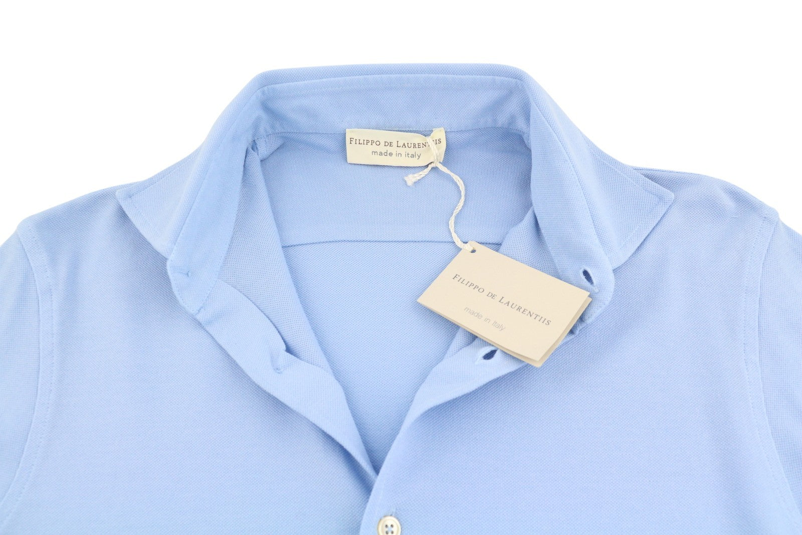 FILIPPO DE LAURENTIIS Men Shirt IT48 S Blue Cutaway Collar Button-Up