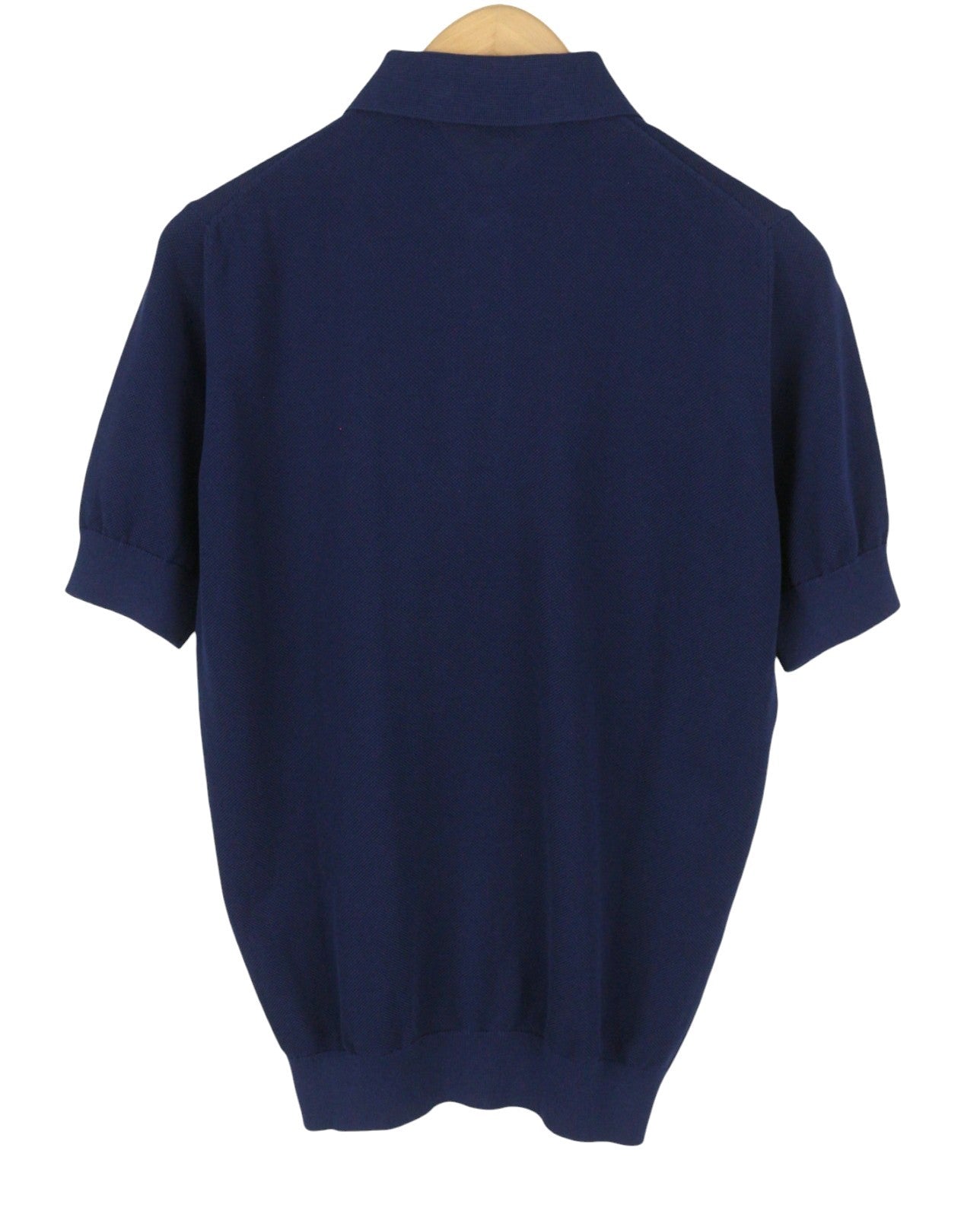 FILIPPO DE LAURENTIIS Men Polos IT48 S Dark Blue Half Button Short Sleeve