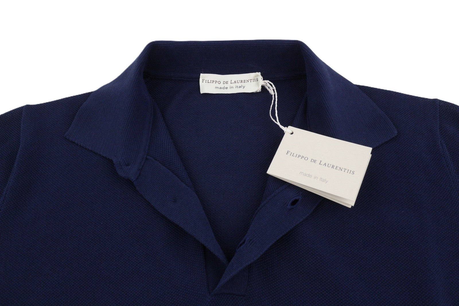 FILIPPO DE LAURENTIIS Men Polos IT48 S Dark Blue Half Button Short Sleeve