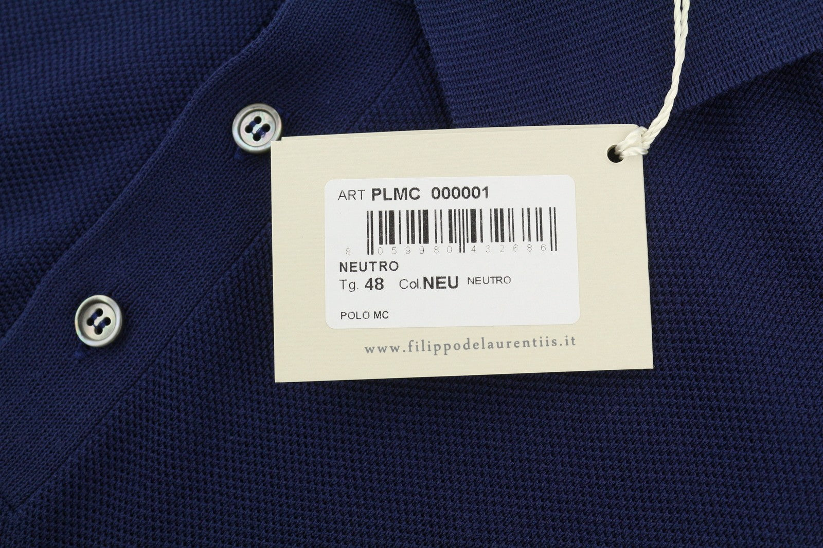 FILIPPO DE LAURENTIIS Men Polos IT48 S Dark Blue Half Button Short Sleeve