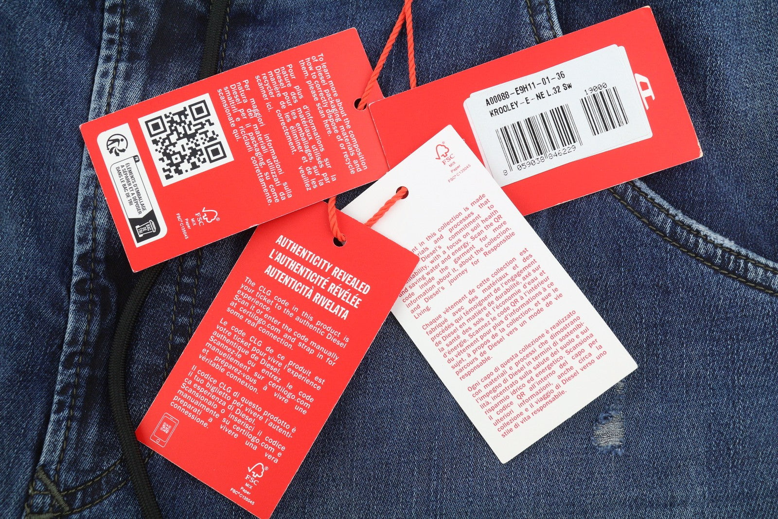 DIESEL Krooley-E-NE E9H11 Men Jeans W36/L32 Blue Distress Faded Jogg RRP295