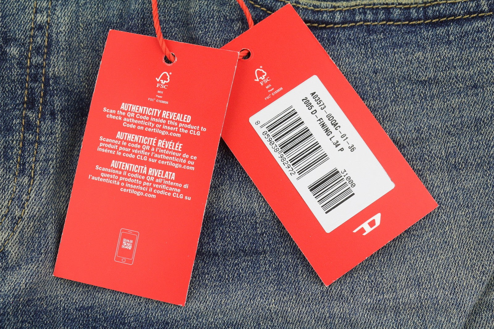 DIESEL 2005 D-Fining 0DQAC Men Jeans W36/L34 Blue Faded Regular Tapered RRP195