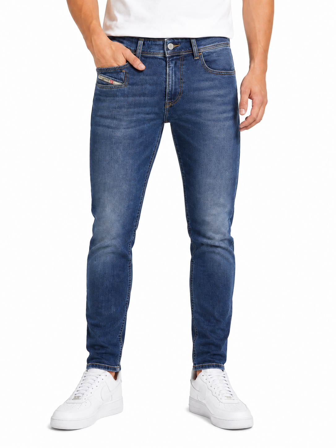 DIESEL 1979 Sleenker 09L02 Men Jeans W34/L32 Blue Faded Skinny Low Waist