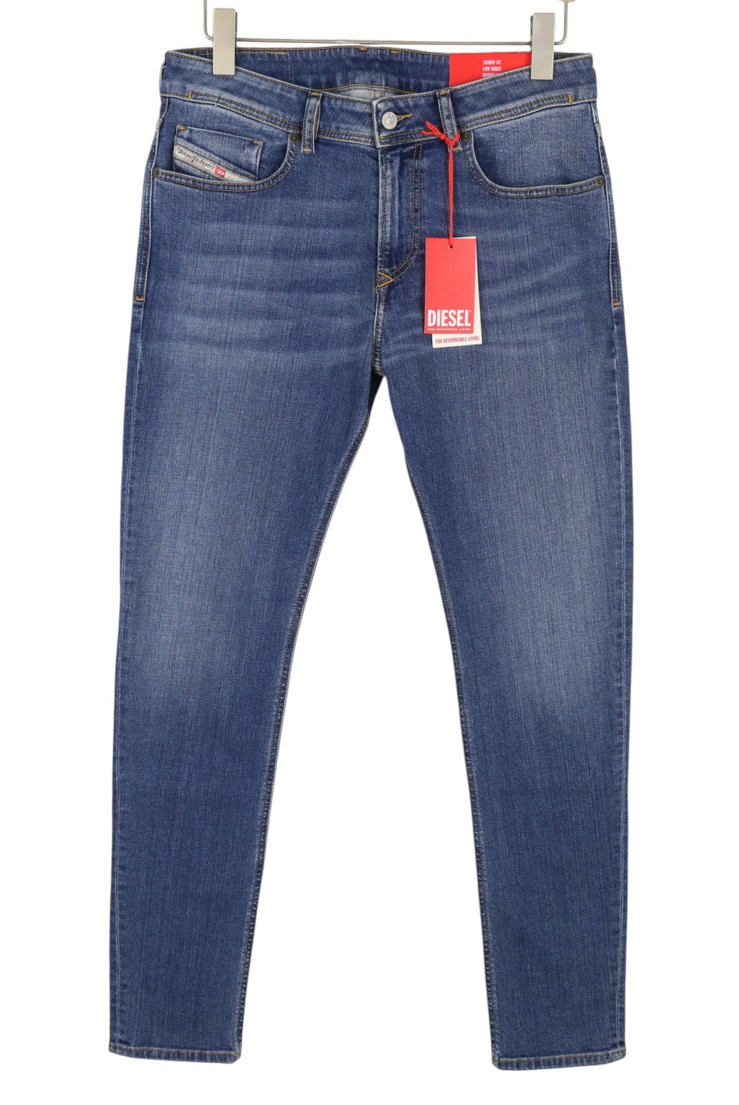 DIESEL 1979 Sleenker 09L02 Men Jeans W32/L32 Blue Faded Skinny Low Waist