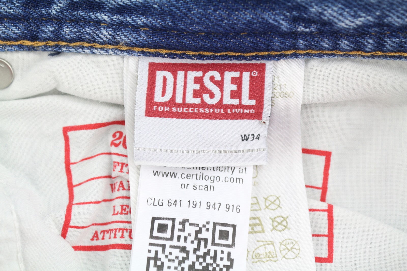 DIESEL 2003 D-Finitive 09H95 Men Jeans W34/L34 Blue Regular Tapered Fit RRP195