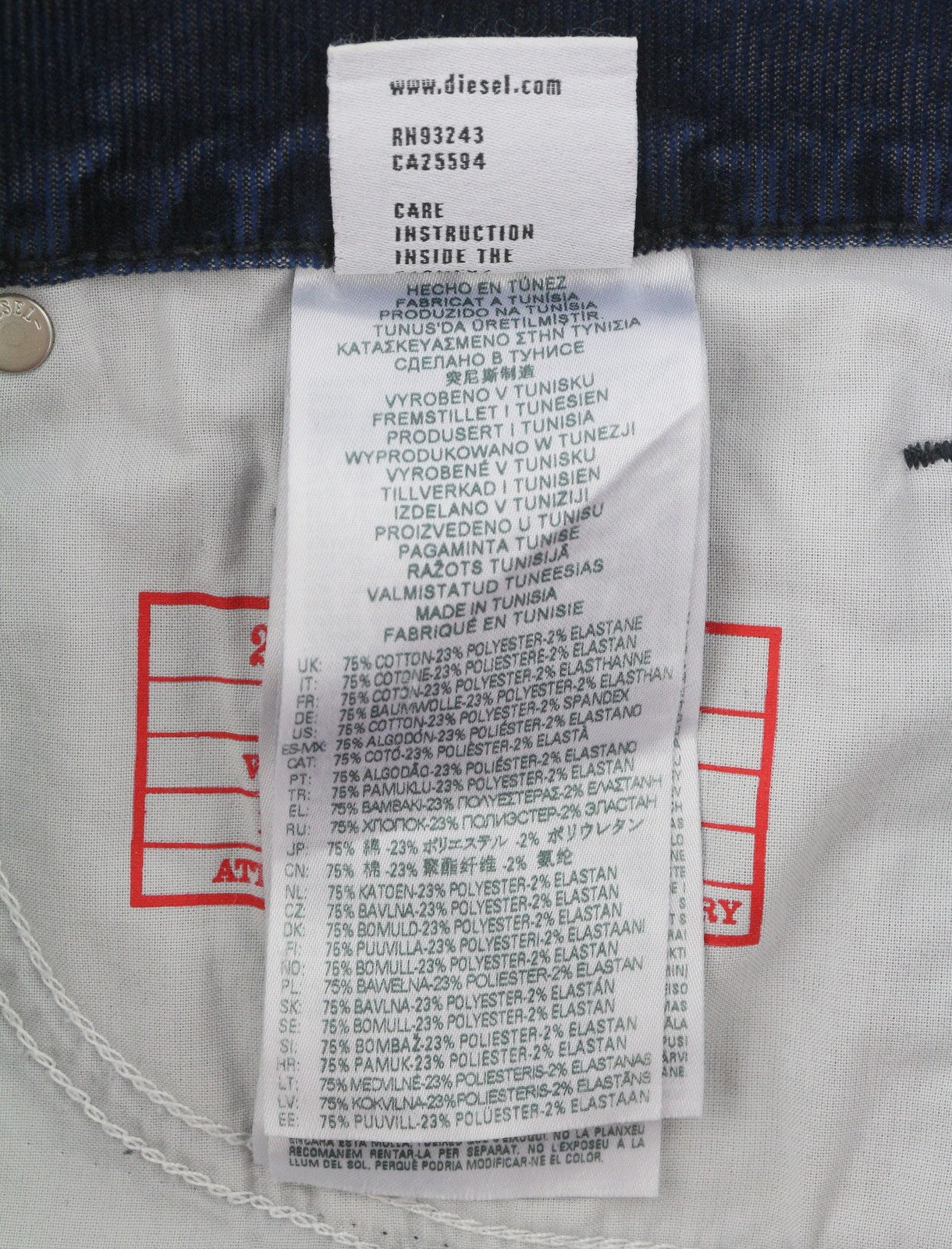 DIESEL 2019 D-Strukt 068JF Men Trousers W32/L30 Blue Corduroy Slim Fit RRP225