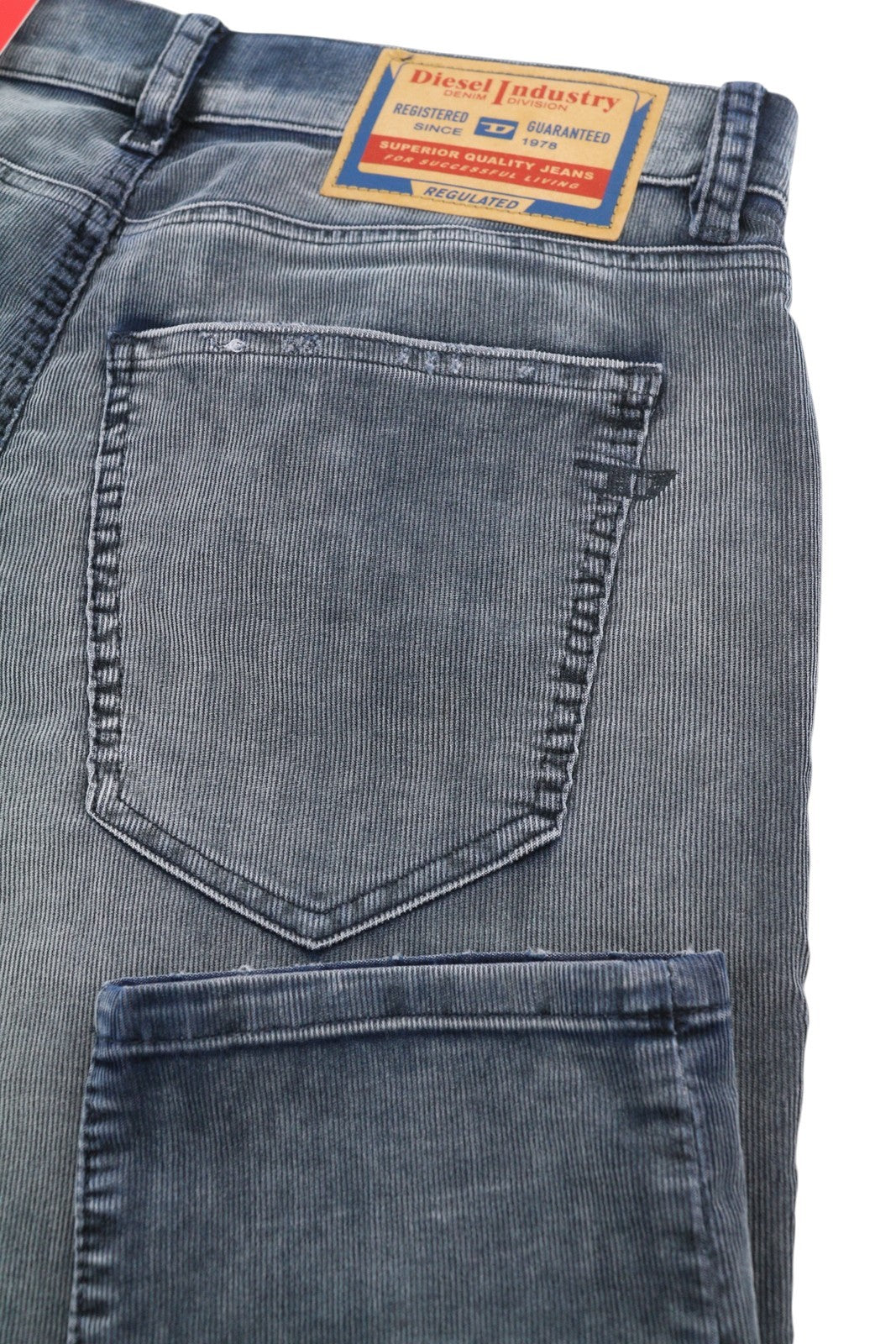 DIESEL 2019 D-Strukt 068JF Men Trousers W32/L30 Blue Corduroy Slim Fit RRP225