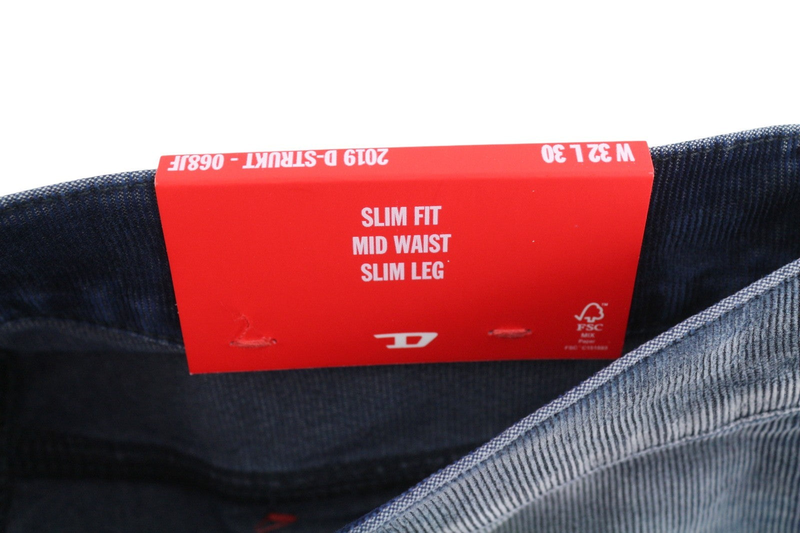 DIESEL 2019 D-Strukt 068JF Men Trousers W32/L30 Blue Corduroy Slim Fit RRP225