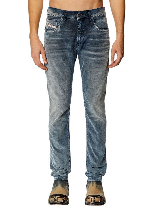 DIESEL 2019 D-Strukt 068JF Men Trousers W34/L30 Blue Corduroy Slim Fit RRP225