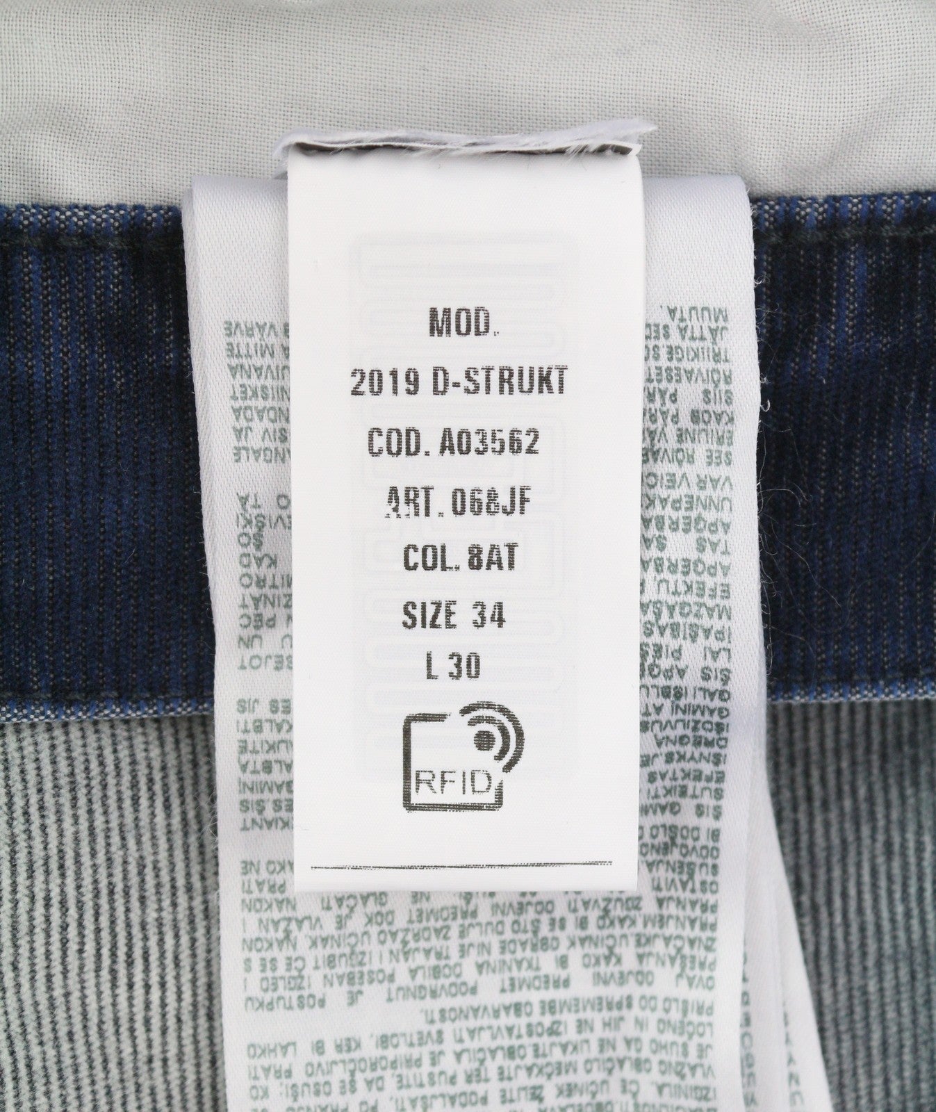 DIESEL 2019 D-Strukt 068JF Men Trousers W34/L30 Blue Corduroy Slim Fit RRP225