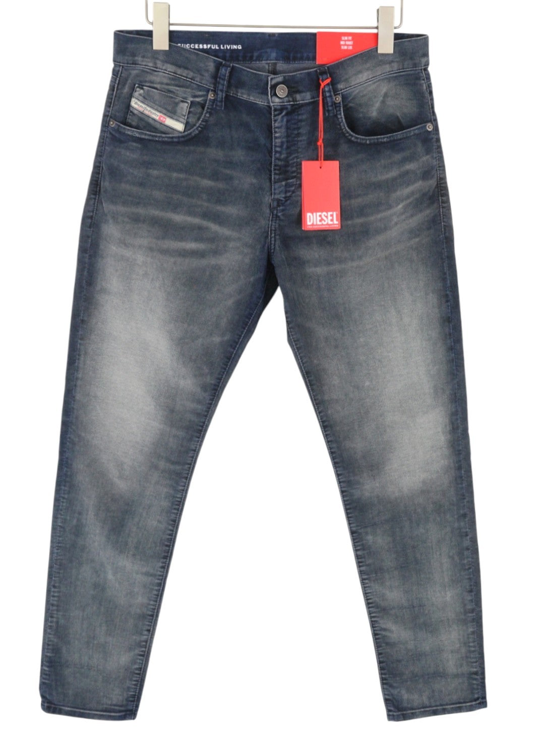 DIESEL 2019 D-Strukt 068JF Men Trousers W34/L30 Blue Corduroy Slim Fit RRP225