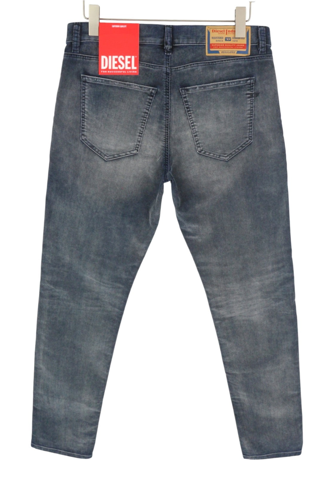 DIESEL 2019 D-Strukt 068JF Men Trousers W34/L30 Blue Corduroy Slim Fit RRP225