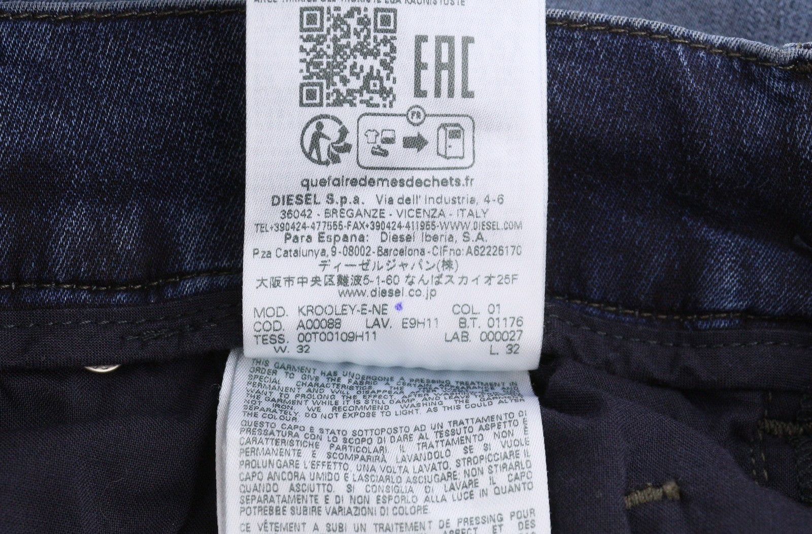 DIESEL Krooley-E-NE E9H11 Men Jeans W32/L32 Blue Distress Faded Jogg RRP295