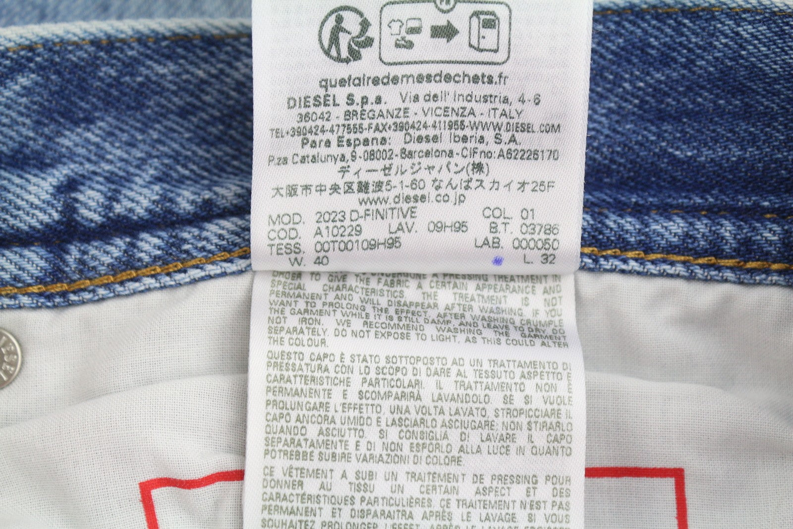 DIESEL 2003 D-Finitive 09H95 Men Jeans W40/L32 Blue Regular Tapered Fit RRP195