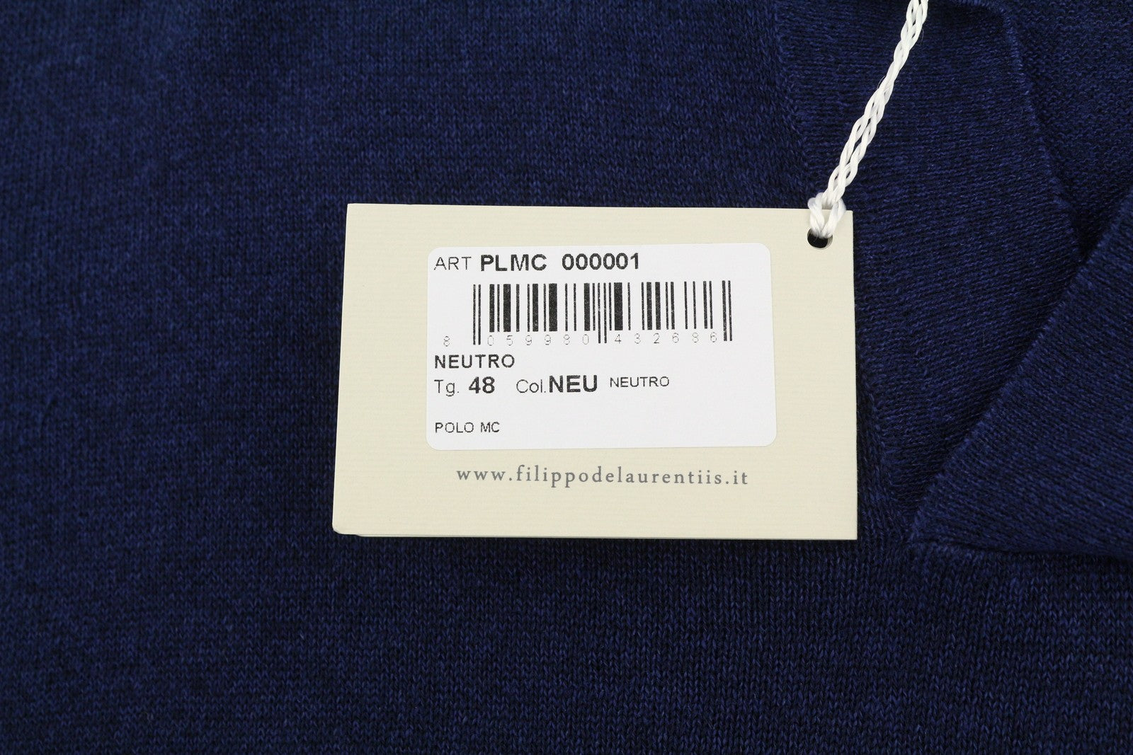 FILIPPO DE LAURENTIIS Men Polos IT48 S Dark Blue Linen Blend Short Sleeve