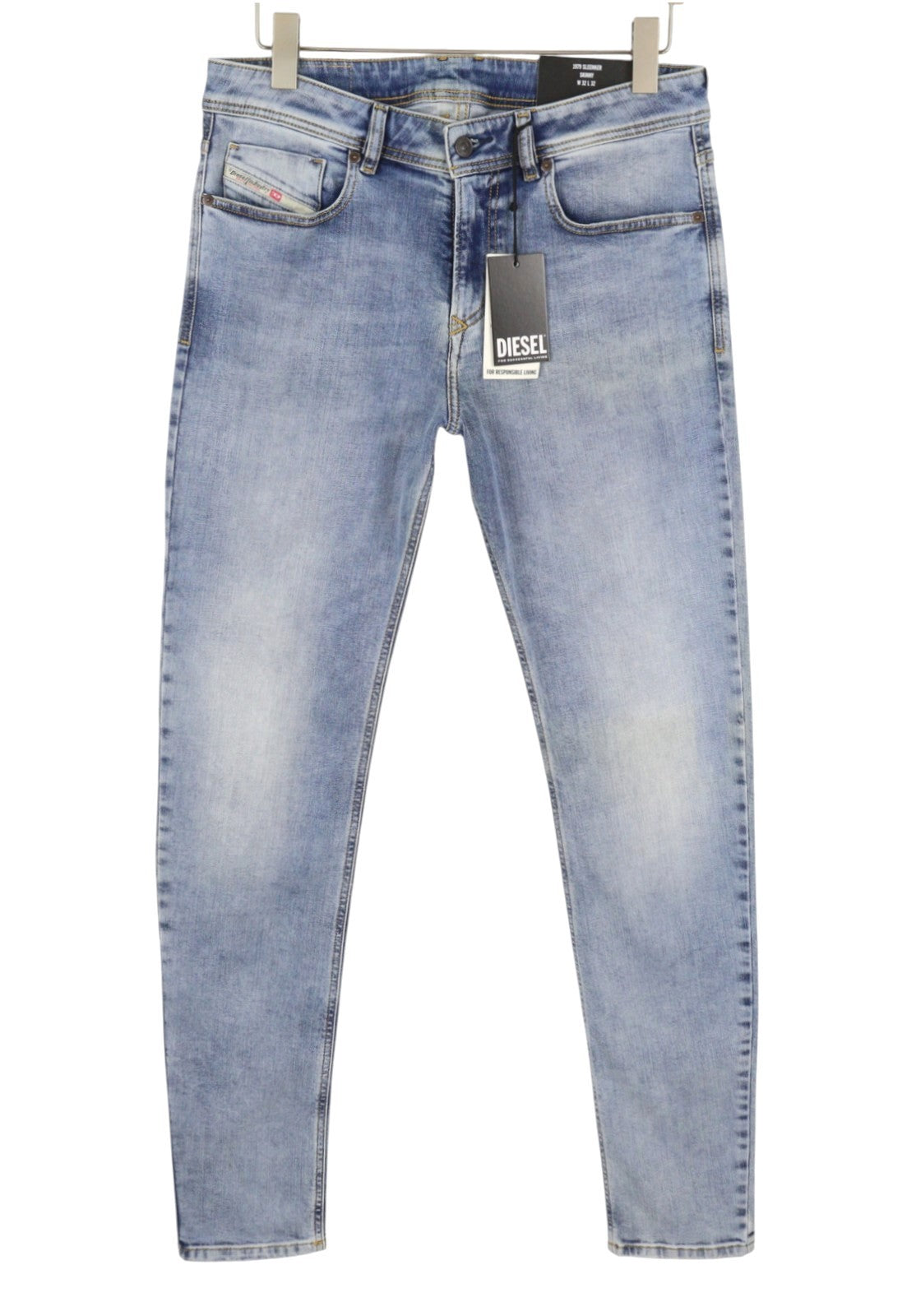 DIESEL 1979 Sleenker R329K Men Jeans W32/L32 Blue Faded Skinny Fit RRP195