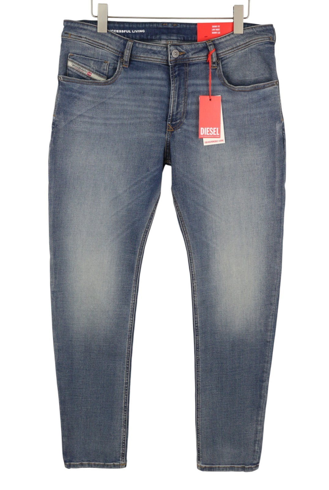 DIESEL 1979 Sleenker 0PFAW Men Jeans W36/L34 Blue Faded Skinny Low Waist RRP175