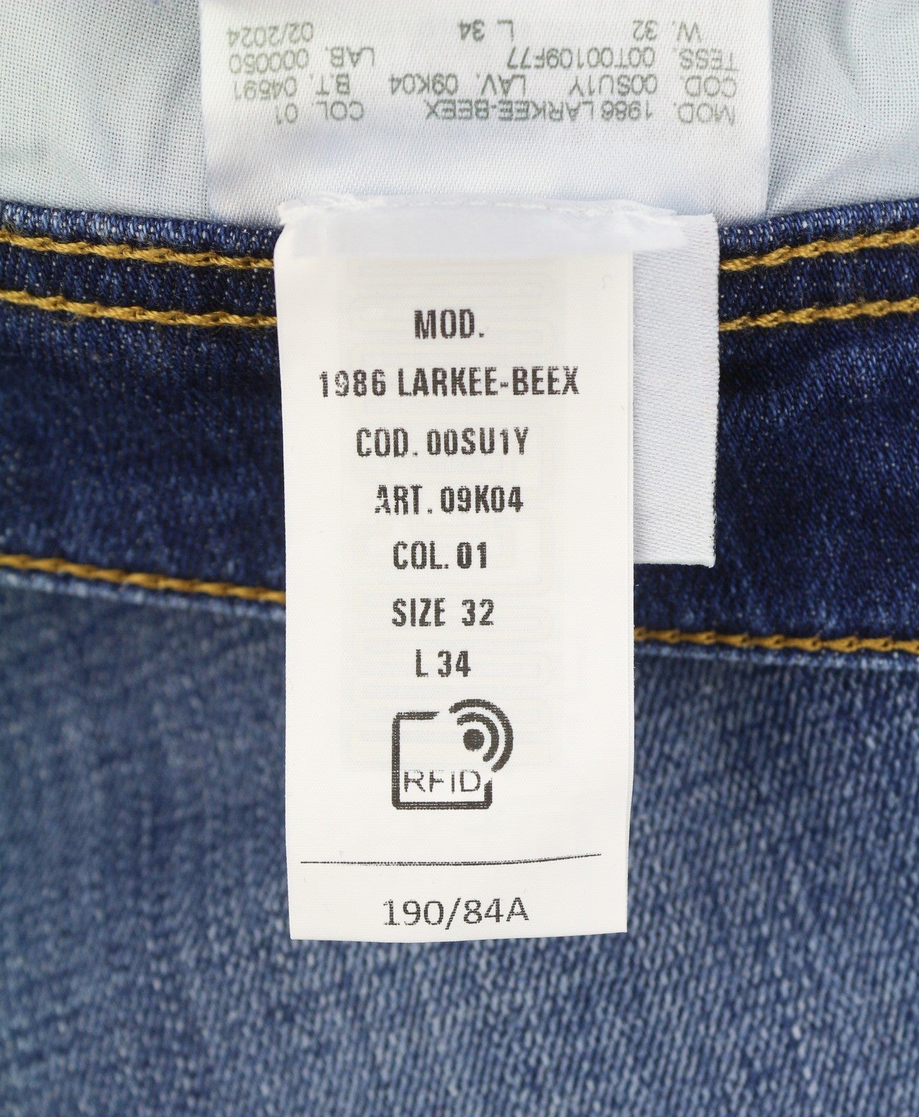 DIESEL 1986 Larkee-Beex 09K04 Men Jeans W32/L34 Blue Faded Regular Tapered Leg