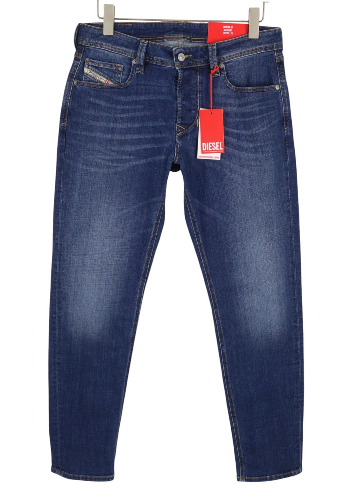 DIESEL 1986 Larkee-Beex 09K04 Men Jeans W32/L34 Blue Faded Regular Tapered Leg