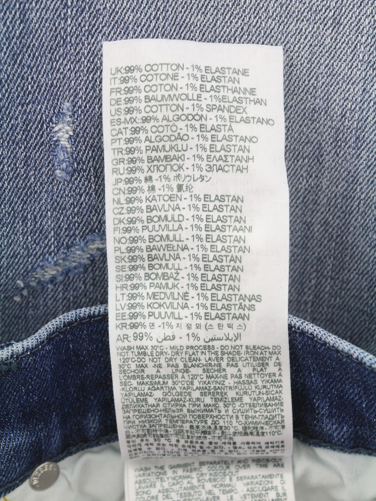 DIESEL 2019 D-Strukt 09J61 Men Jeans W38/L34 Blue Faded Distress Slim RRP195