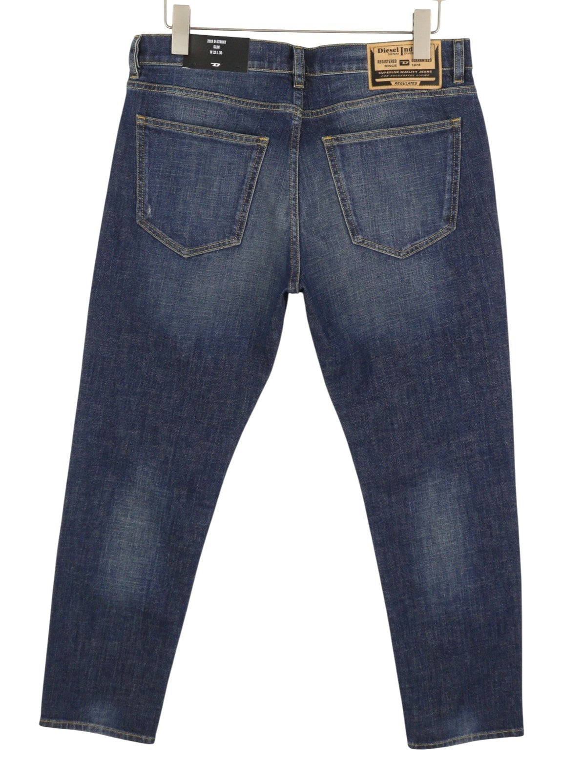 DIESEL 2019 D-Strukt-R R08IC Men Jeans W32/L30 Blue Whiskers Faded Slim RRP195