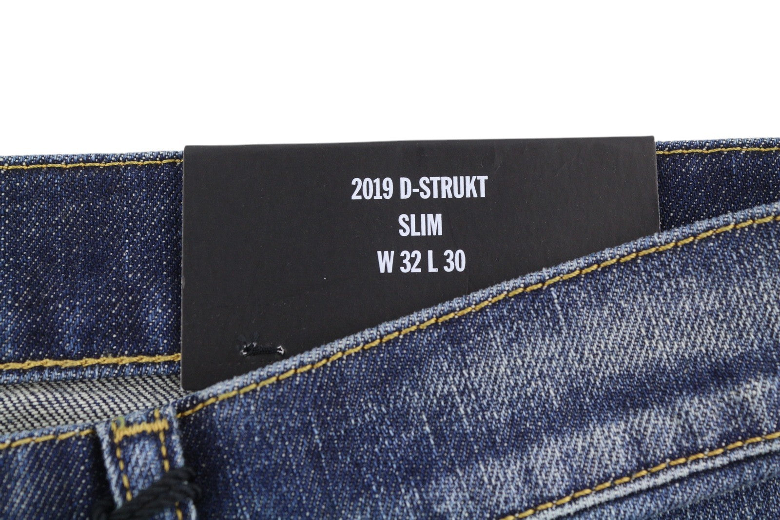 DIESEL 2019 D-Strukt-R R08IC Men Jeans W32/L30 Blue Whiskers Faded Slim RRP195