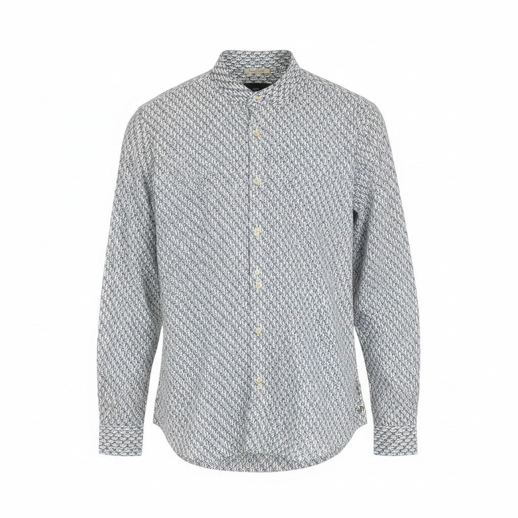 SCOTCH & SODA Ams Couture Men Shirt S Pure Cotton Grey White Palm Pattern