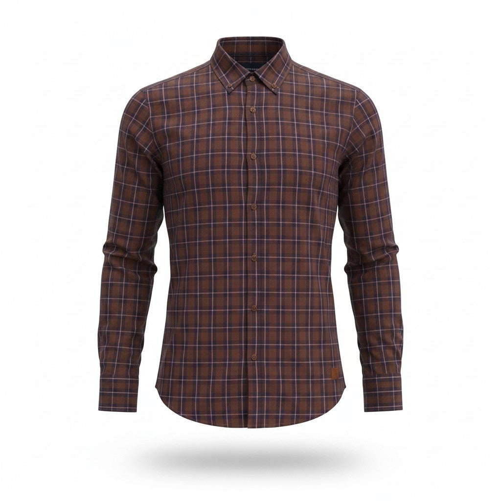 SCOTCH & SODA Ams Couture Men Shirt S Pure Cotton Purple Checked Patterned