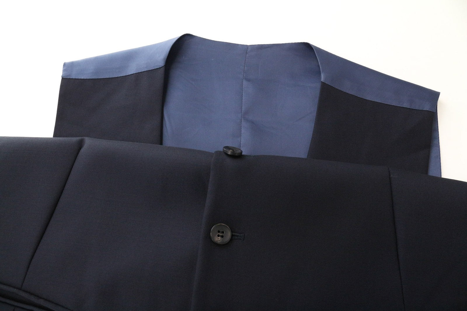 SUITSUPPLY Ferrara Men Waistcoat UK40R Blue Pure Wool Single-Breasted Lined