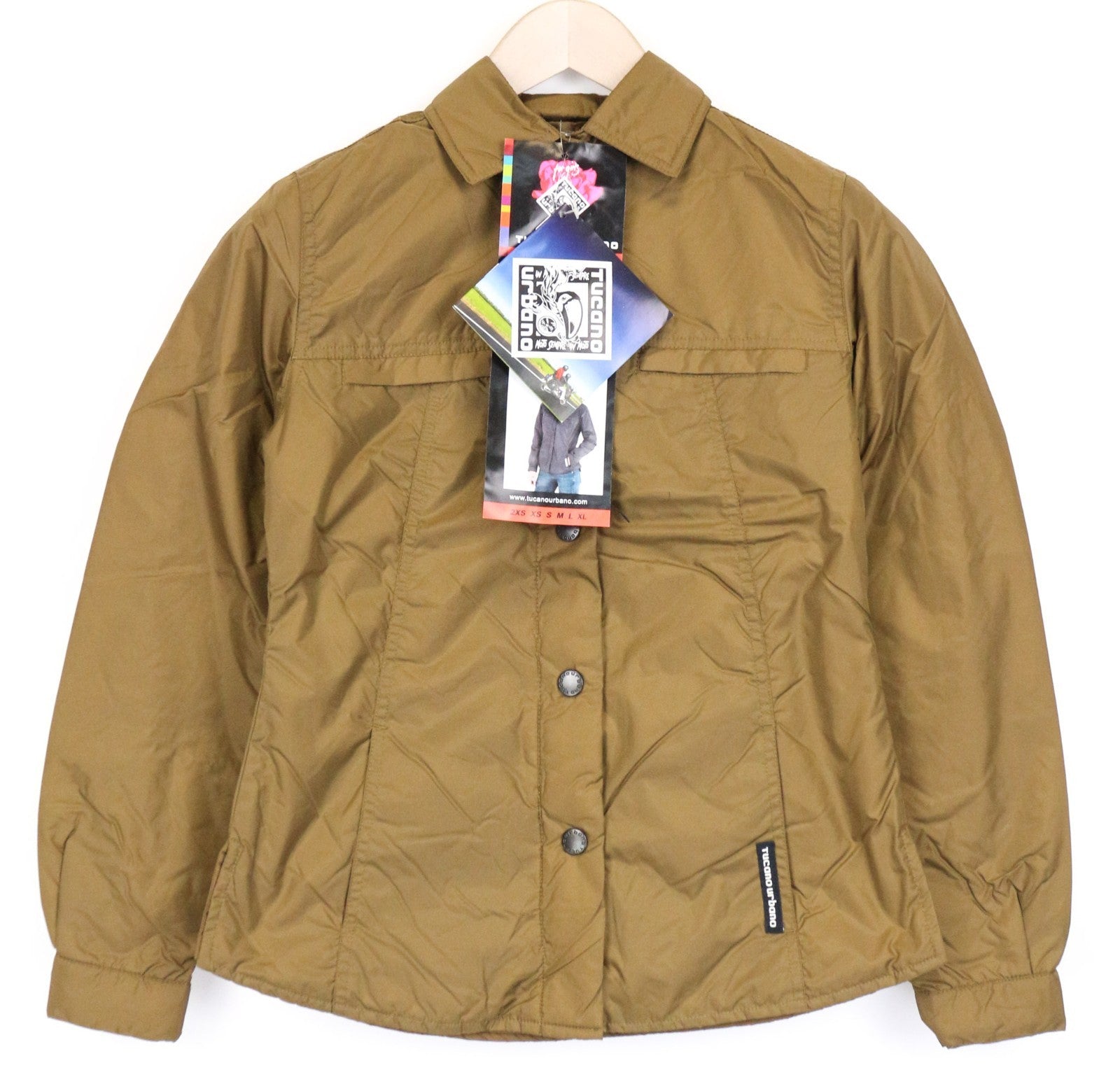 TUCANO URBANO Lori Women Jacket 2XS Brown Windproof Zip Snap Long Sleeved
