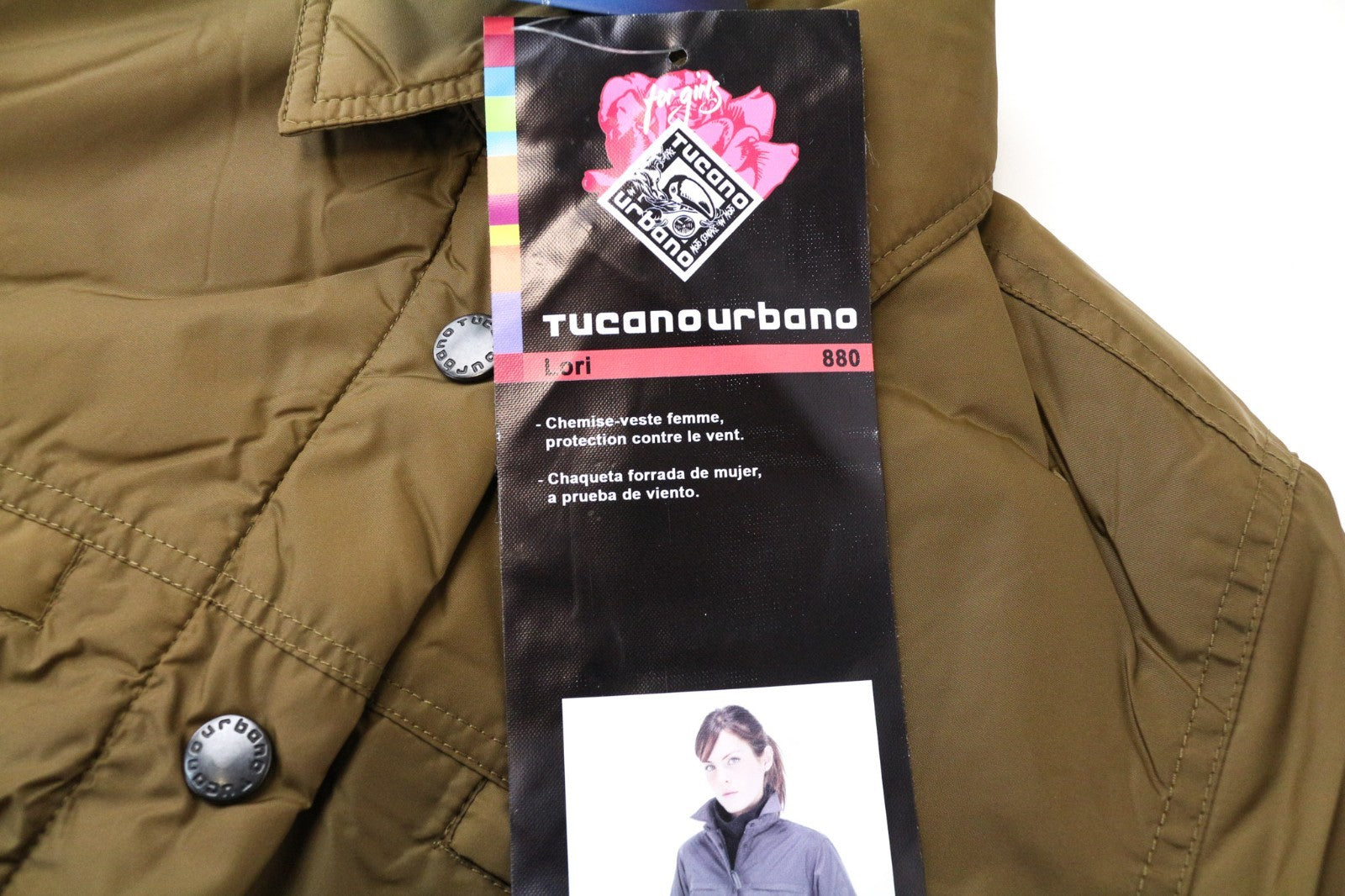 TUCANO URBANO Lori Women Jacket 2XS Brown Windproof Zip Snap Long Sleeved