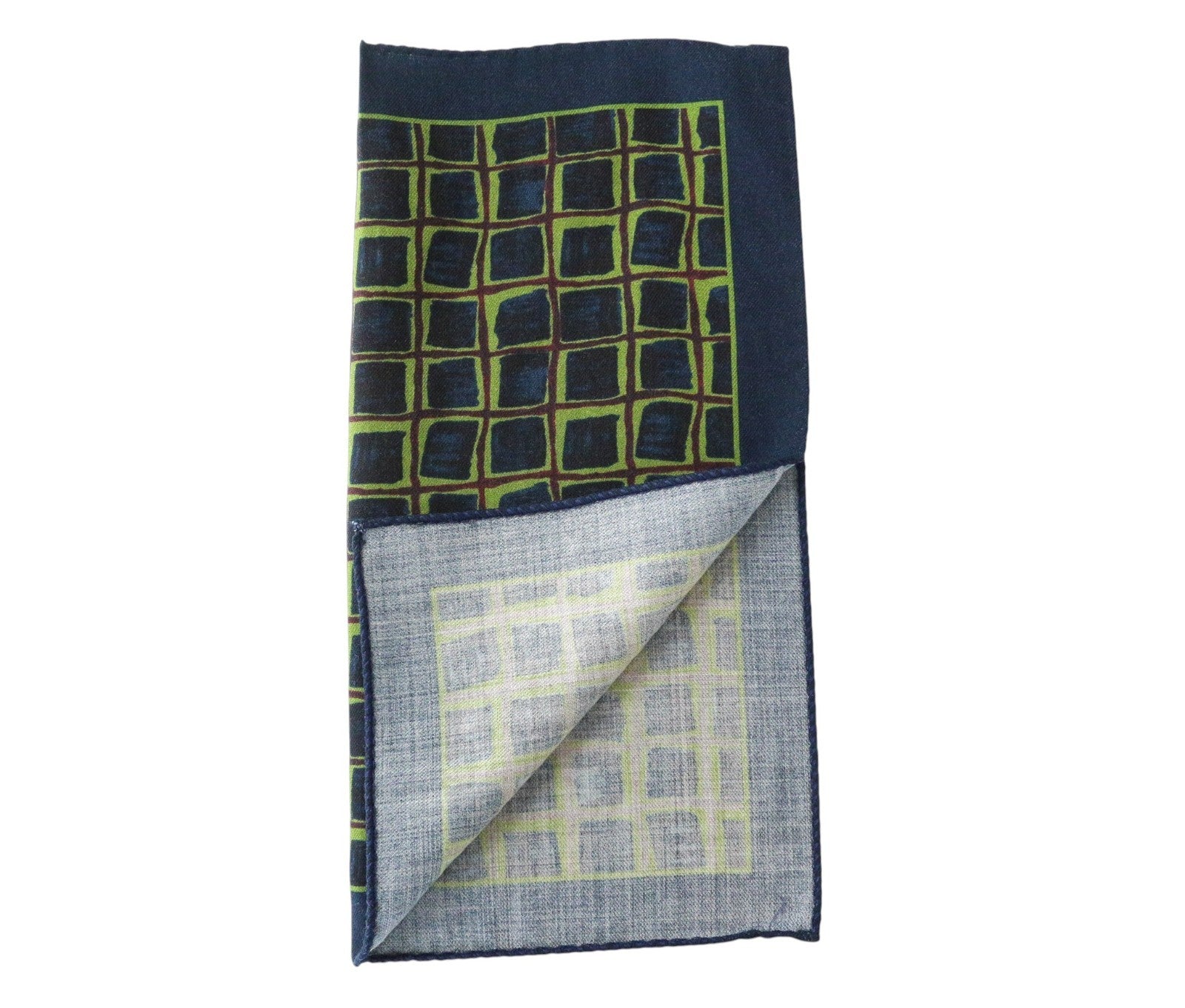 SUITSUPPLY Men Handkerchief 32x33 CM Blue Check Striped Pattern Pocket Square
