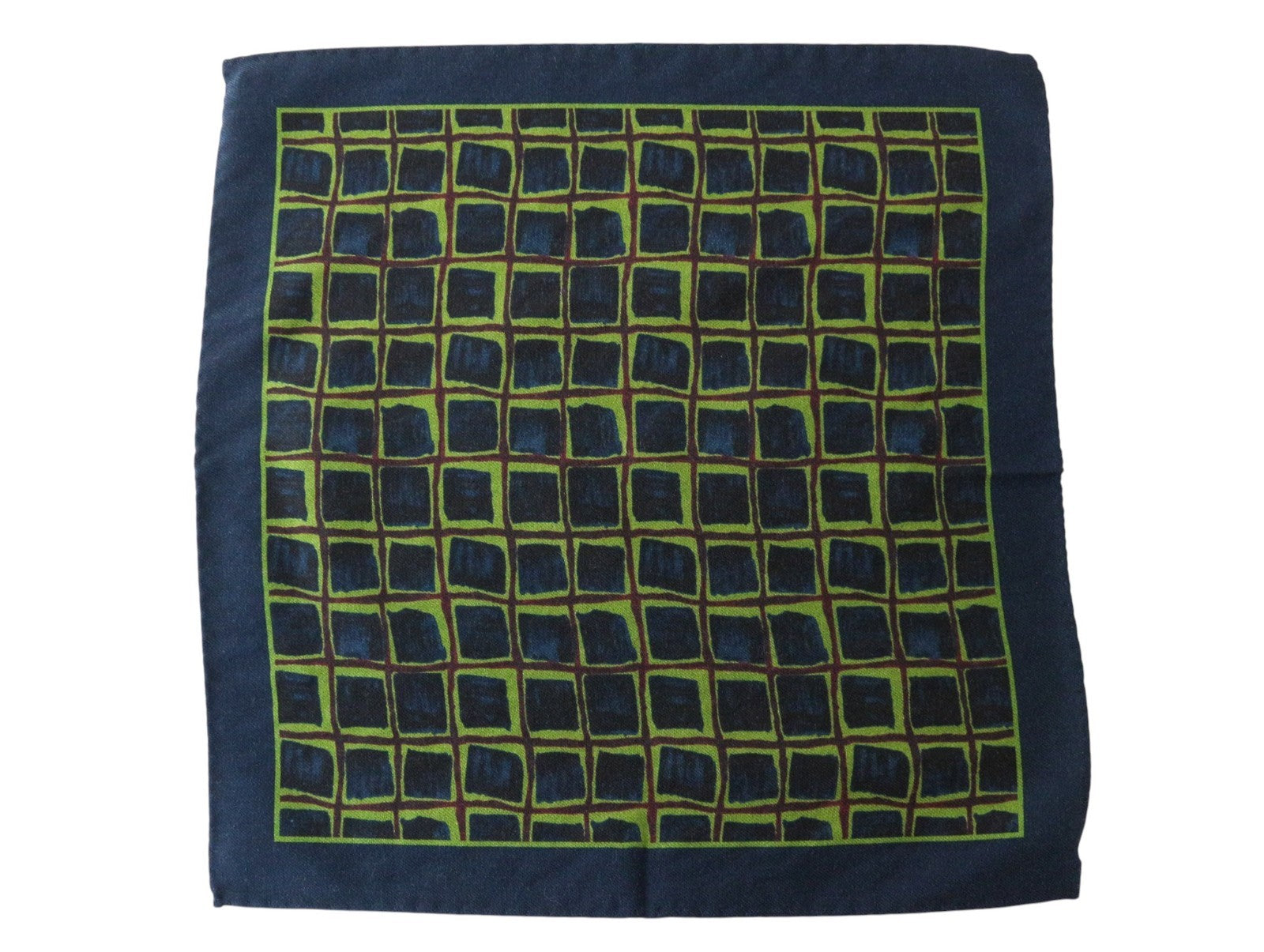 SUITSUPPLY Men Handkerchief 32x33 CM Blue Check Striped Pattern Pocket Square