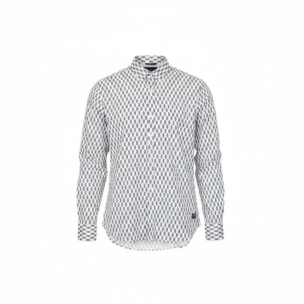 SCOTCH & SODA Men Shirt M Button-Down Navy Classic Abstract Pattern Pure Cotton
