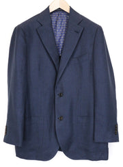 SUITSUPPLY La Spalla Men Blazer UK44R Blue Slim Linen Silk Half-Lined Vintage