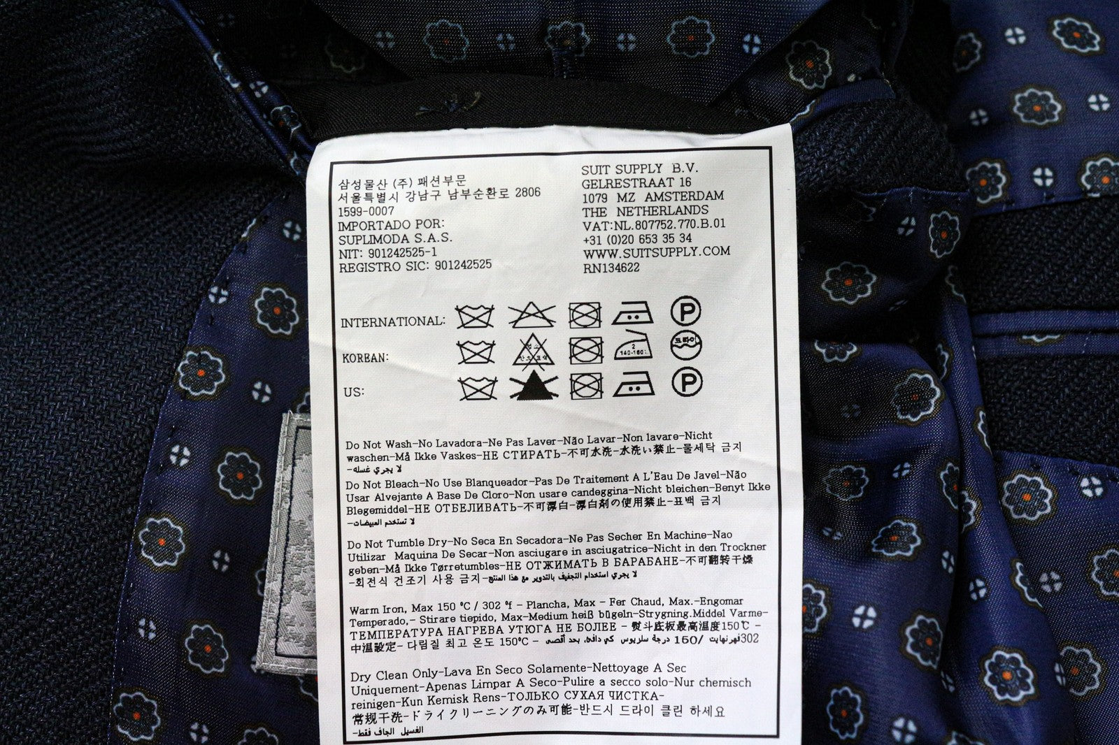 SUITSUPPLY La Spalla Men Blazer UK44R Blue Slim Linen Silk Half-Lined Vintage