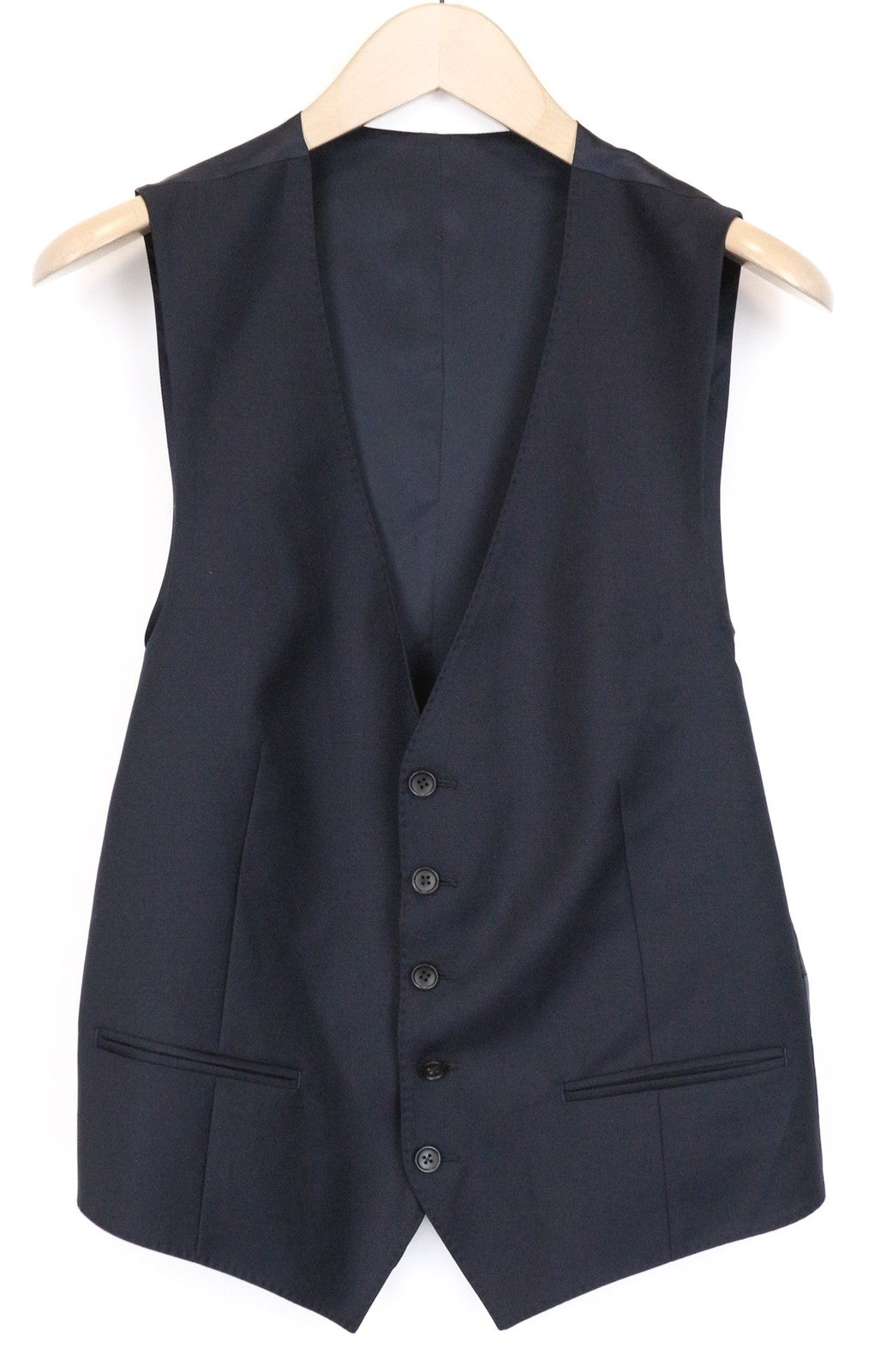 SUITSUPPLY Ferrara Men Suit UK38R Blue Slim 2-Piece Pure Wool V-Neck Twill