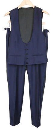 SUITSUPPLY U-Neck Men Suit UK36S Navy Slim 2-Piece Pure Wool Tuxedo Classic