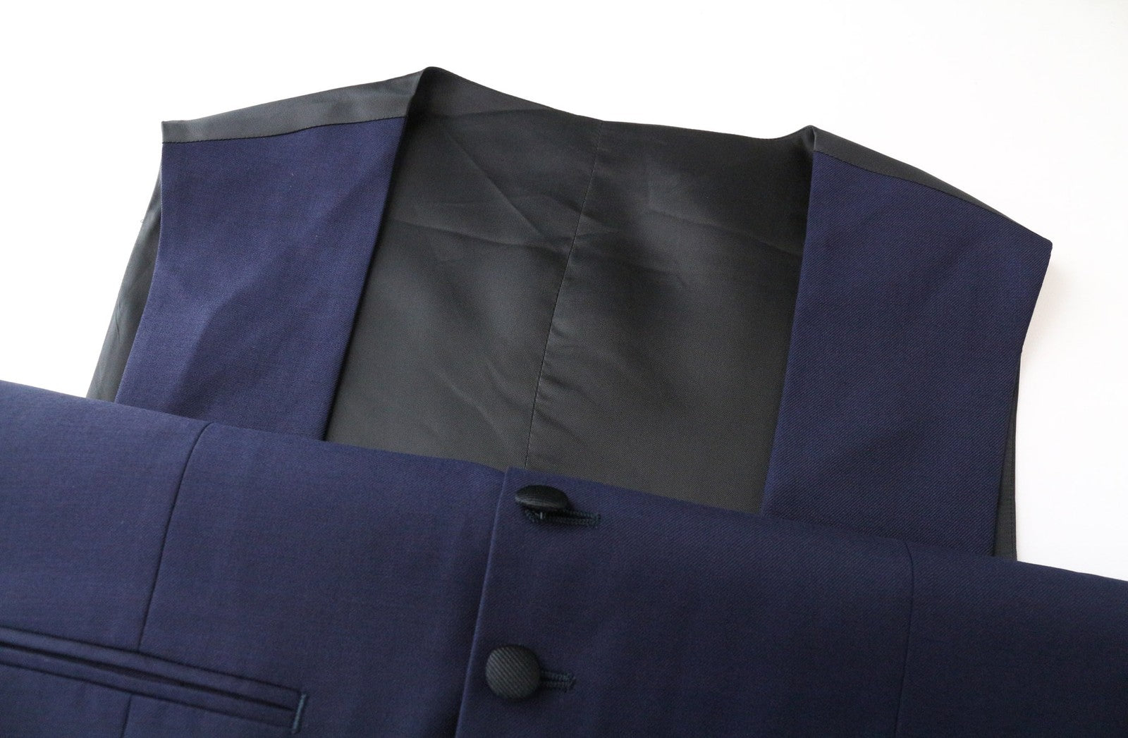 SUITSUPPLY U-Neck Men Suit UK36S Navy Slim 2-Piece Pure Wool Tuxedo Classic