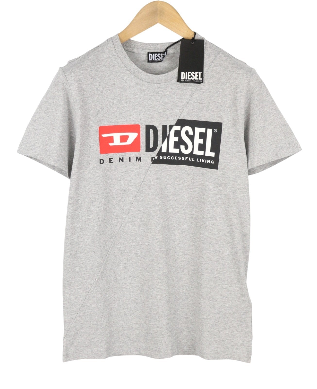 DIESEL T-Diego-Cuty Men T-Shirt M Grey Melange Crew Neck Short Sleeve